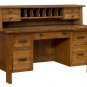 Amish Computer File Desk Rustic Solid Wood Office Furniture File Drawers Topper