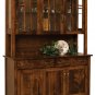 Amish Mission Modern 3-Door Hutch Dining Room Furniture Glass Solid Wood