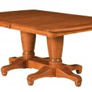 Amish Rectangle Pedestal Dining Table Wood Traditional Rustic Kitchen Furniture