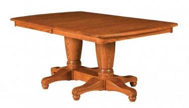 Amish Rectangle Pedestal Dining Table Wood Traditional Rustic Kitchen Furniture