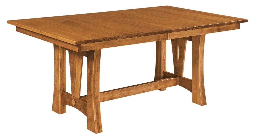 Amish Trestle Dining Table Rectangle Solid Wood Traditional Rustic
