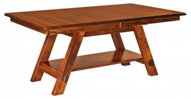 Amish Rustic Dining Table Rectangle Solid Wood Cabin Lodge Furniture