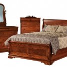 Amish Sleigh Panel Bed Solid Hardwood Bedroom Set Furniture King Queen Full