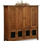 Amish TV Entertainment Center Solid Oak Wood Media Hutch Cabinet Storage New