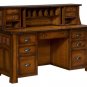 Amish Computer Desk Hutch Topper Solid Wood Home Office Furniture File Mission