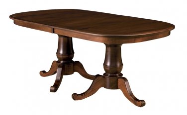 Amish Double Pedestal Dining Table Traditional Solid Wood Furniture 42x72 Leaves