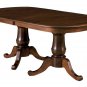 Amish Double Pedestal Dining Table Traditional Solid Wood Furniture 42x72 Leaves