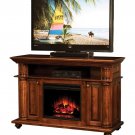 Amish TV Stand Console with Electric Fireplace Solid Wood 60"