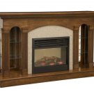 Amish Electric Fireplace Lighted Curio Display Cabinet Traditional Solid Wood