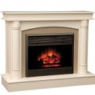 Amish Electric Traditional Fireplace Solid Wood White Glazed Aged Finish