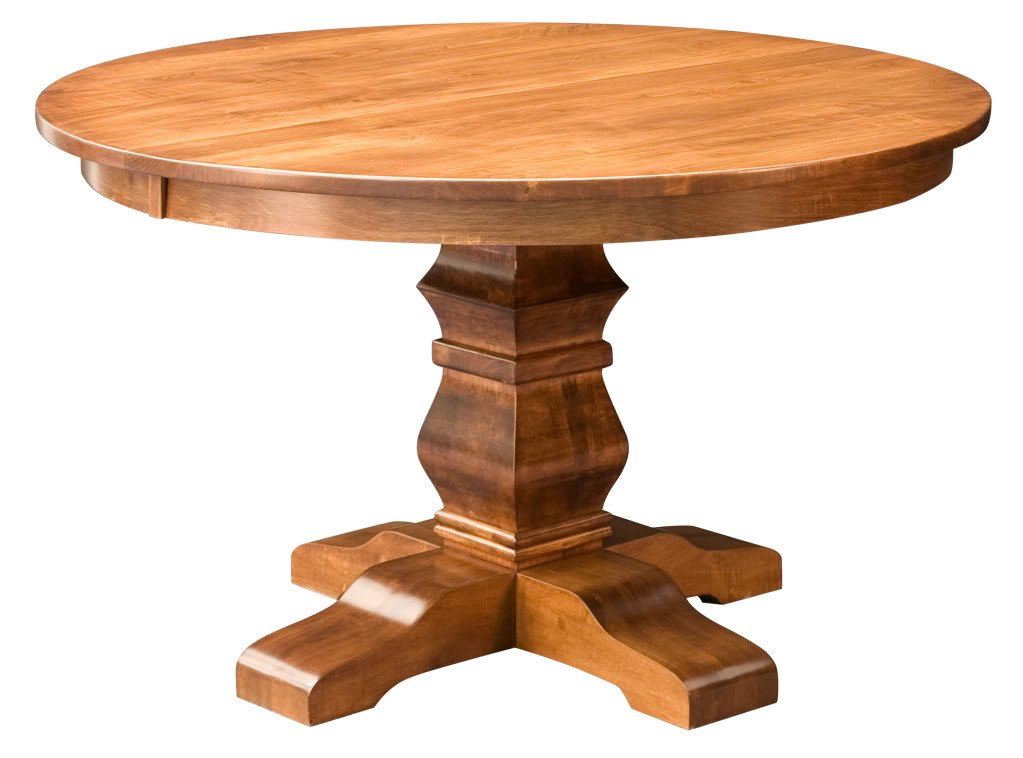 Amish Round Pedestal Dining Table Solid Wood Rustic Expandable 4854 New