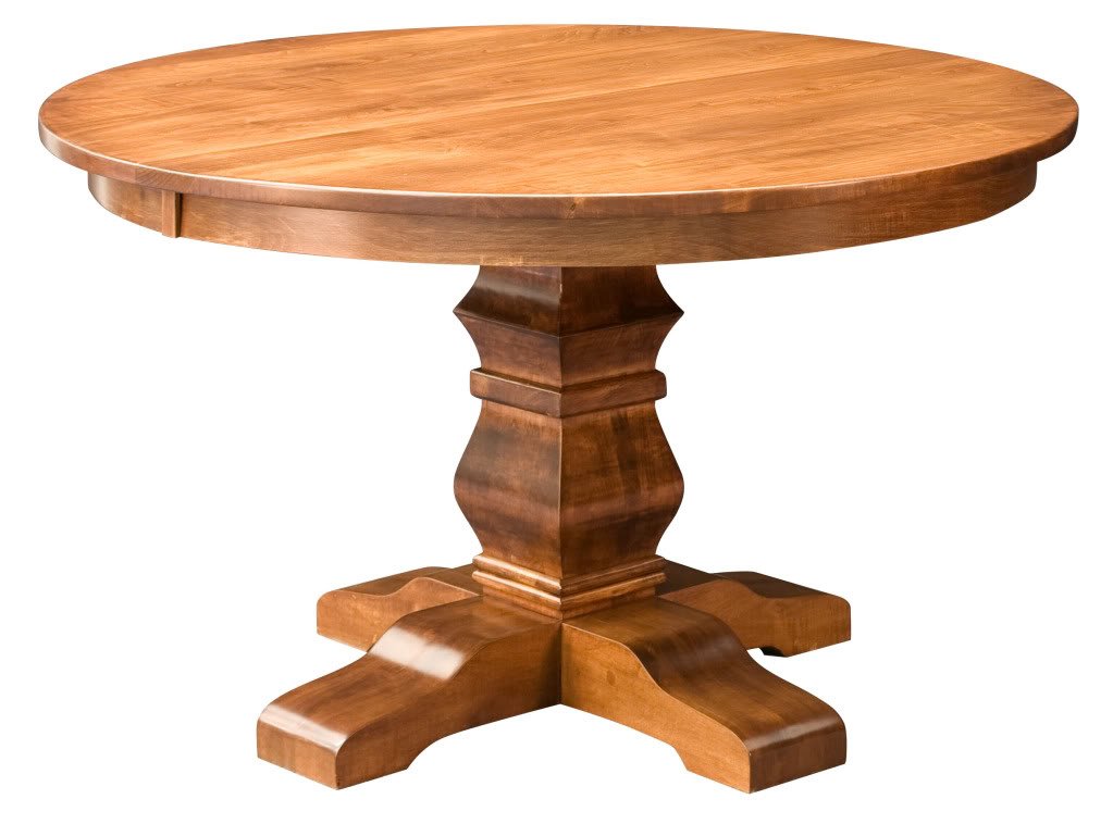 Amish Round Pedestal Dining Table Solid Wood Rustic Expandable 48",54" New