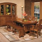 Amish Mission Trestle Dining Table Chairs Set Wood Rustic Farmhouse Country New
