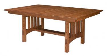 Amish Mission Trestle Dining Table Extendable Solid Wood Rectangle New