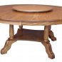 Large Amish Round Dining Table Solid Oak Wood Traditional 60",72" Lazy Susan New