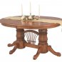 Amish Double Pedestal Dining Table Extending Leaf Solid Wood Country Oak Cherry
