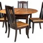 Amish Round Dining Table Chairs Set Solid Wood Leg 2-Tone Modern Country Black