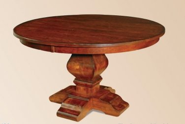 Amish Rustic Round Pedestal Dining Table Extending Solid Wood Oak 48",54",60"