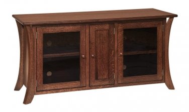 Amish Modern Flat Screen TV Stand Cabinet Solid Wood Glass Doors 60",72"