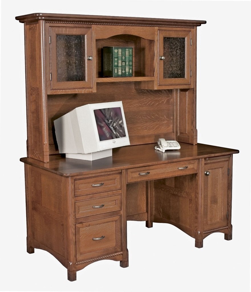 Amish Computer Desk Hutch Home Office Wood Furniture Westlake Traditional