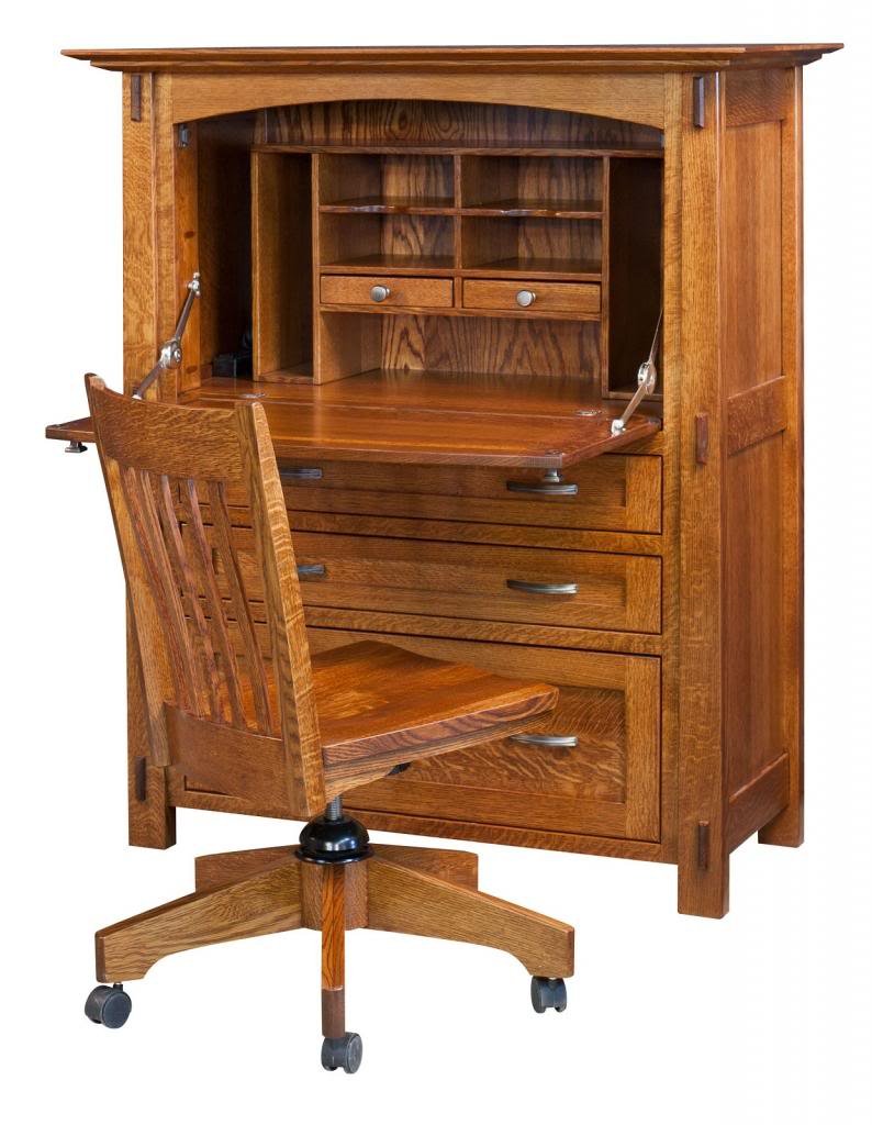 Amish Armoire AllInOne Computer Desk Solid Wood Modesto