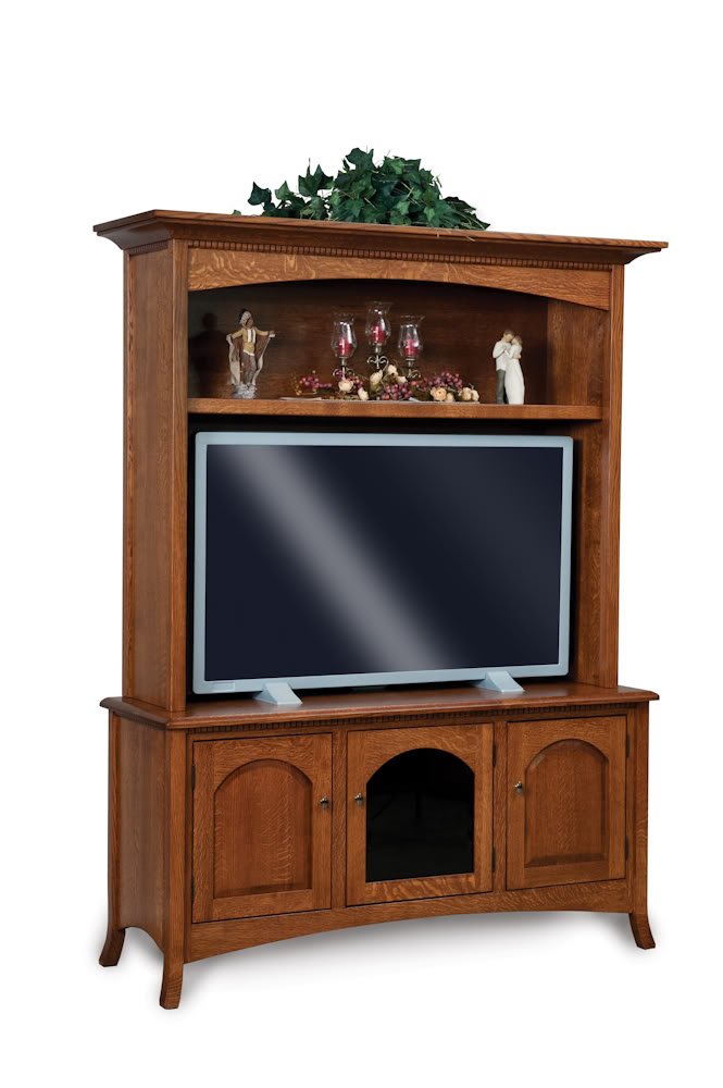 Amish 2-Pc TV Entertainment Center Enclosure Cabinet with Hutch Solid Wood