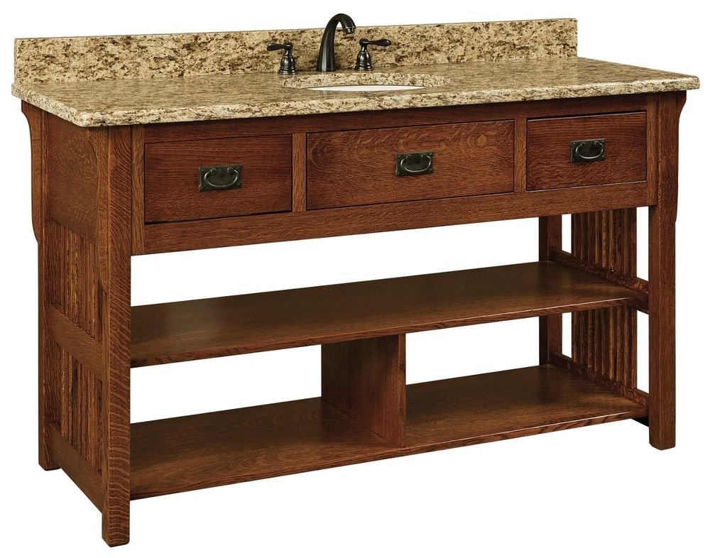 Amish Bathroom Vanity Free Standing Sink Cabinet Granite Top 60