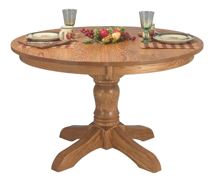 Amish 48 Round Pedestal Dining Table Country Solid Oak