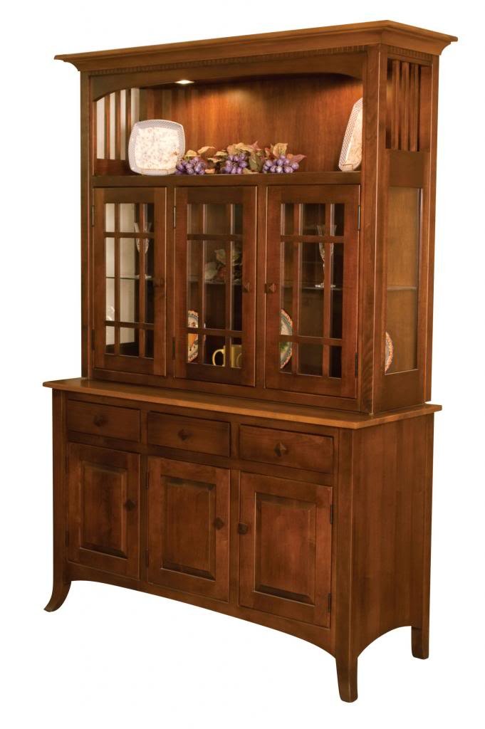 Amish Handcrafted Shaker Hutch China 54" Solid Wood