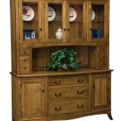 Amish Shaker Hutch China Cabinet 64" Solid Wood