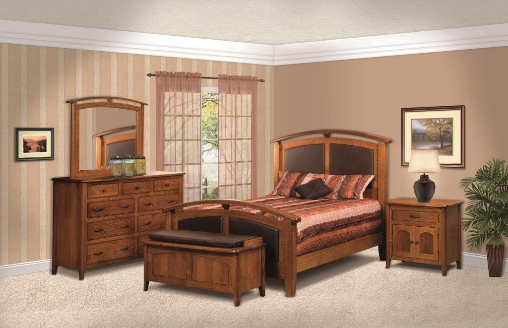 5-Pc Old World Bedroom Set Raised Panel Solid Wood Furniture Queen Cascade