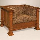 Amish Mission Arts and Crafts Upholstered Chair Armchair Solid Wood Back