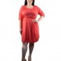 Plus Size &Acirc;&frac34; Sleeve Henley Blouson Dress Elastic Waistline Scoop Neck 1X 2X 3X