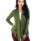 OLIVE GREEN LONG SLEEVE KNIT SWEATER WRAP OPEN CARDIGAN DUSTER TUNIC TOP S M L