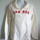 OLD NAVY IVORY RED CANADA LOGO FLEECE HALF ZIP PULL OVER SWEATER SIZE M