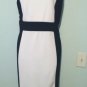 KARIN STEVENS PLUS SIZE CAP SLEEVE BLACK WHITE COLOR BLOCK FITTED DRESS SIZE 16