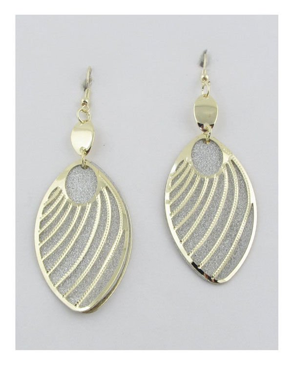 Gold Silver Oval Drop Pendant Dangling Earrings
