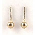Gold Ball Drop Pendant Dangling Rhinestone Earrings