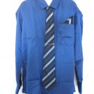 NEW! MEN BLUE PIN STRIPE DRESS SHIRT BY GIGLIANO LONG SLEEVE TIE INCLUDED XL TG