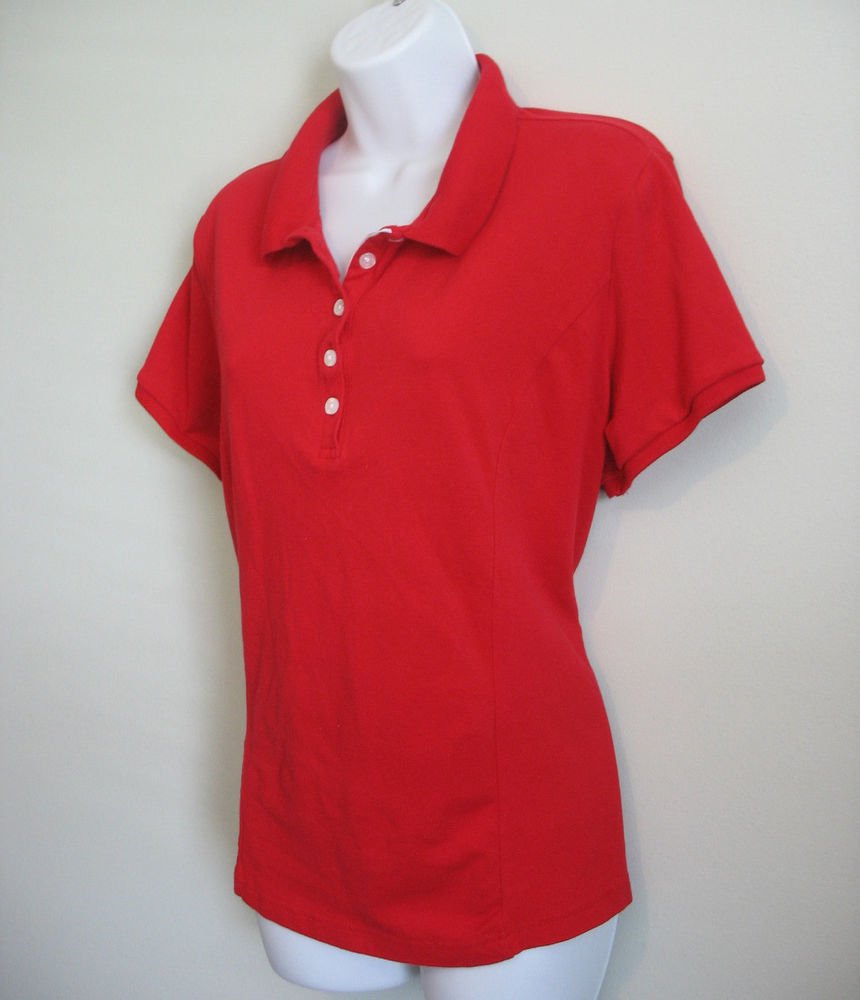 RIDERS BY LEE RED BUTTON SHORT SLEEVE POLO GOLF SHIRT TOP SIZE EXTRA LARGE XL
