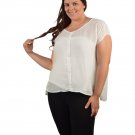 Plus size chiffon sheer button up blouse top open cut out back slit 1X 2X 3X