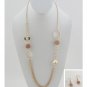 Gold long chain necklace circles hoops pendant  dangling earring set