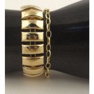 Ladies fashion jewelry stretchy link cuff bracelet gold and silver color