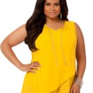 Ashley Stewart yellow sleeveless layered blouse chain neckline Plus size 12 XL