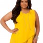 Ashley Stewart yellow sleeveless layered blouse chain neckline Plus size 12 XL