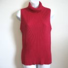 NEWPORT NEWS RED SLEEVELESS TURTLENECK CHUNKY RIB KNIT SHIRT TOP SWEATER SIZE L