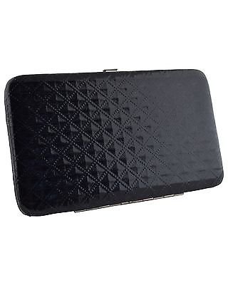 Black Quilted Studded Pattern Evening Wallet Clutch Handbag Purse