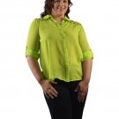 Plus Size Criss Cross Open Cut Out Sheer Chiffon Shirt Top Blouse 1X 2X 3X