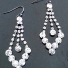 Silver Round CZ Cubic Zirconia Crystal Drop Pendant Dangling Earrings