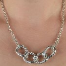 Silver gold chunky statement chain necklace large layered oval pendant hoops
